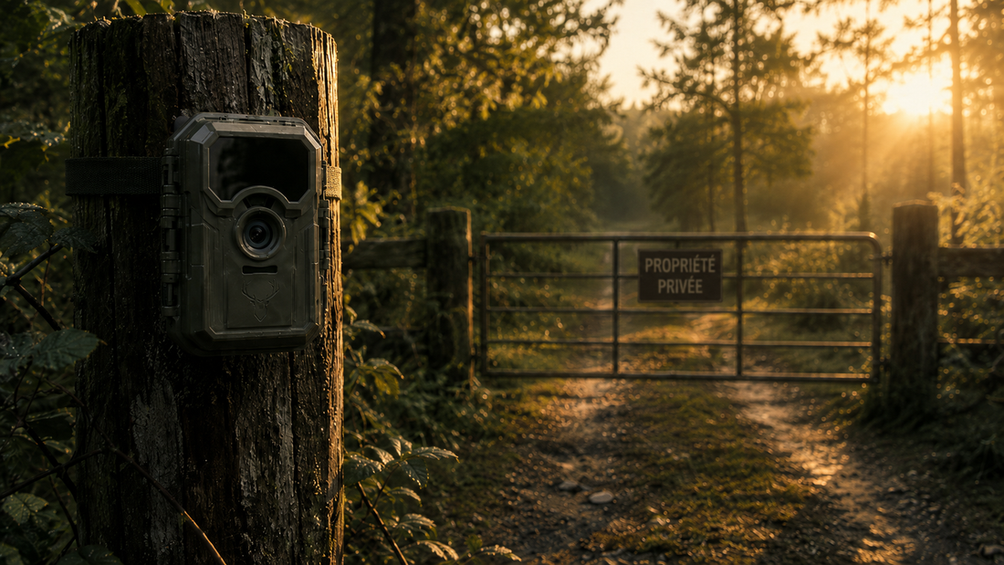 Wildkamera überwacht einen Privatweg zu einem Grundstück
