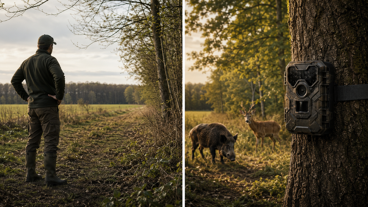 Rothirsch während der Brunft, aufgenommen von einer Wildkamera