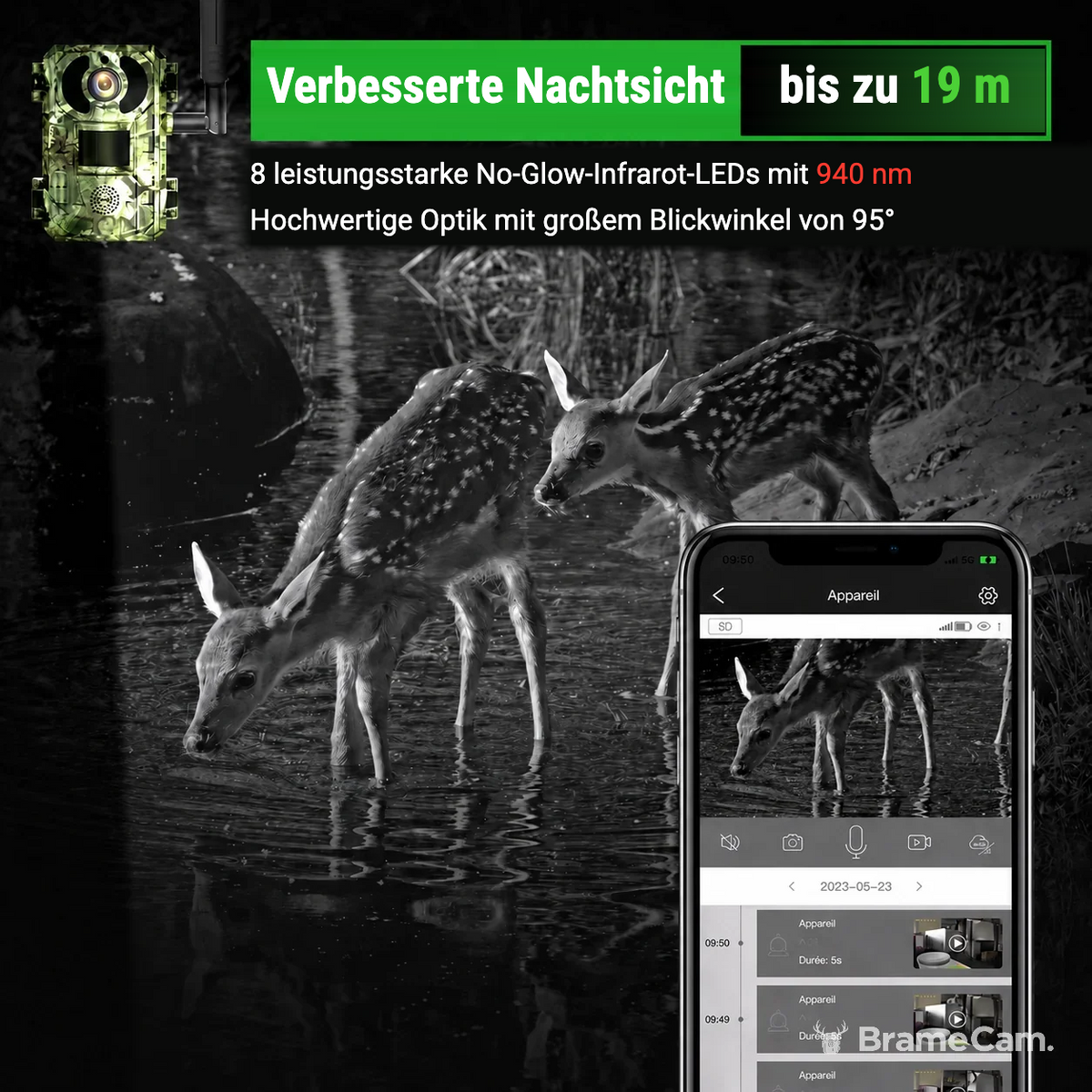 Erfassungsreichweite der BrameCam 4G-Solar-Wildkamera
