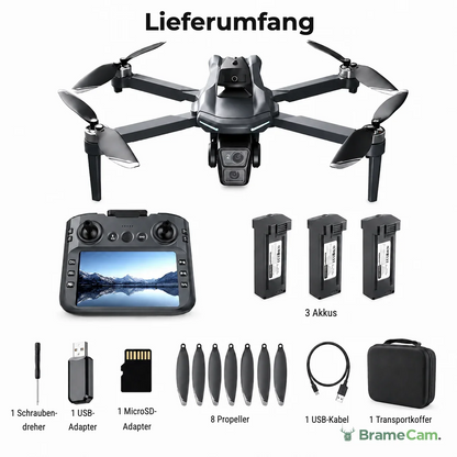 BrameCam GPS-WLAN-FPV-Drohne mit 5,6-Zoll-Display
