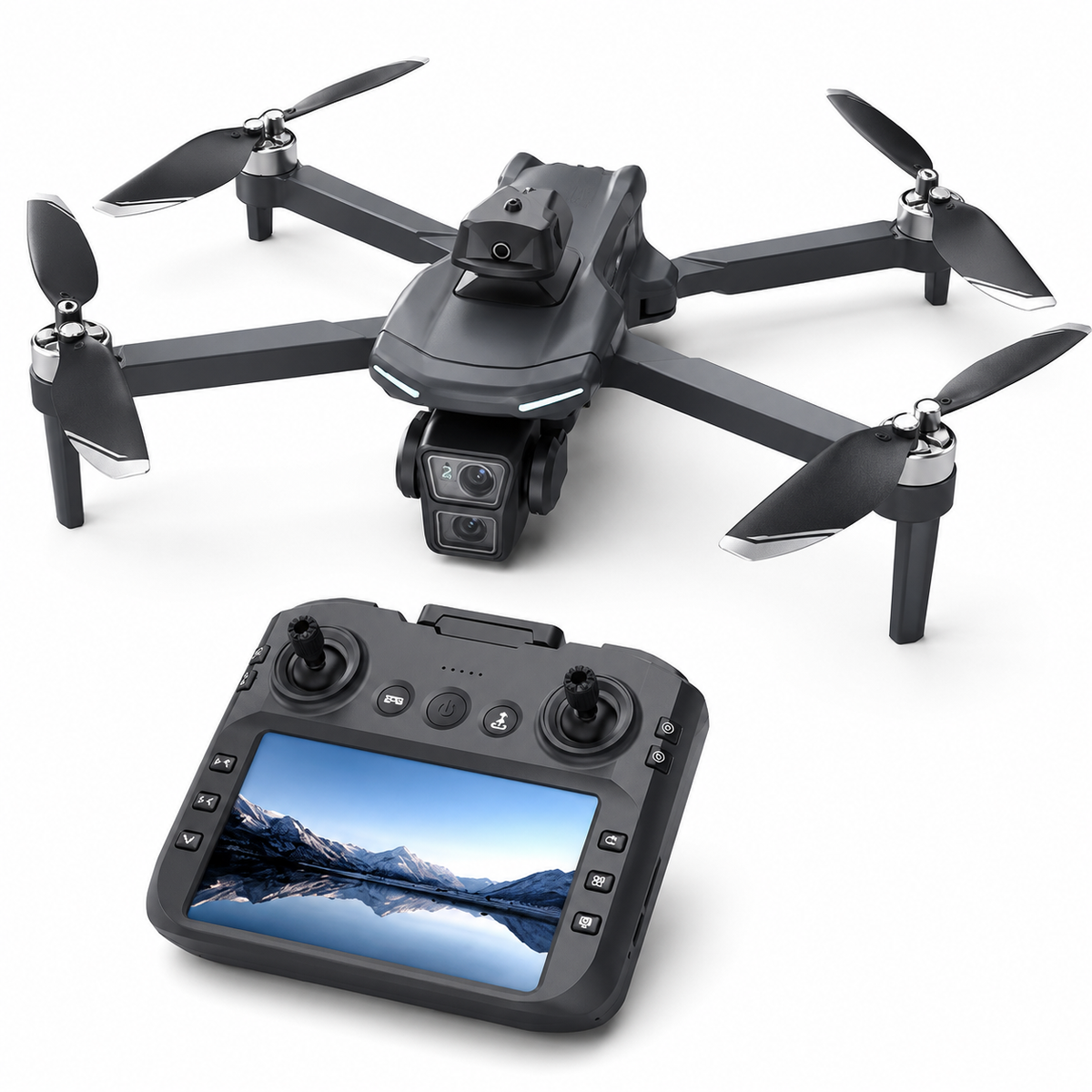BrameCam GPS-WLAN-FPV-Drohne mit Display, Produktansicht