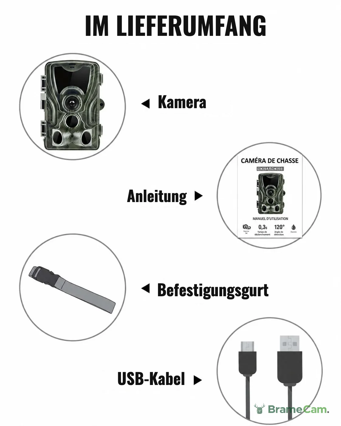 BrameCam Wildkamera 16 MP mit LCD-Display und Befestigungsgurt