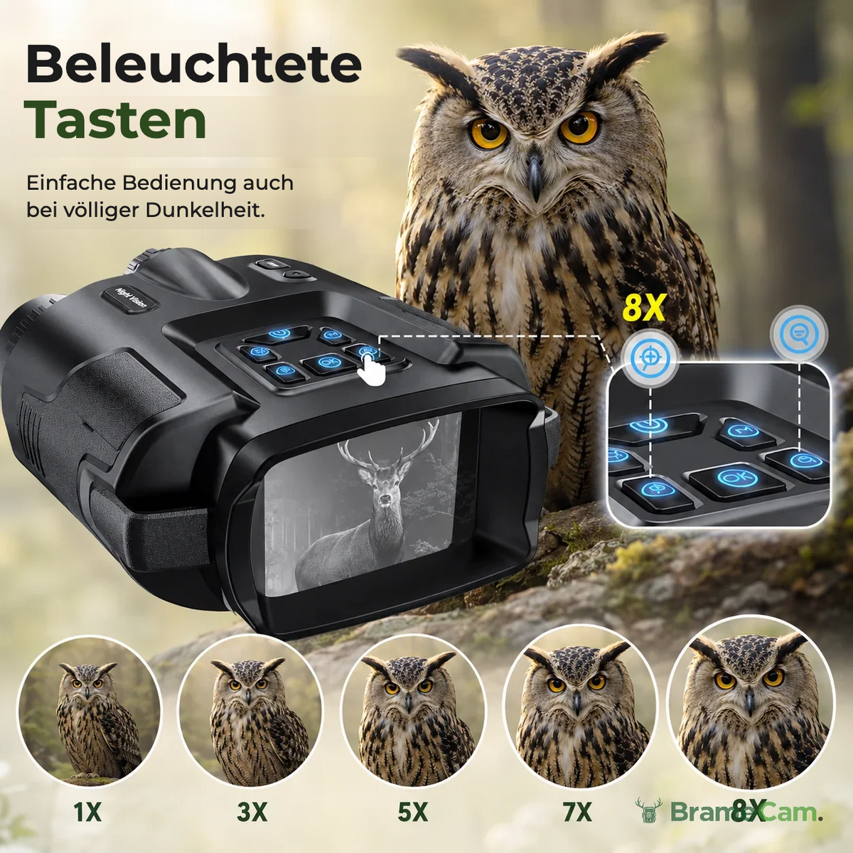Zoom des BrameCam Nachtsicht-Fernglases