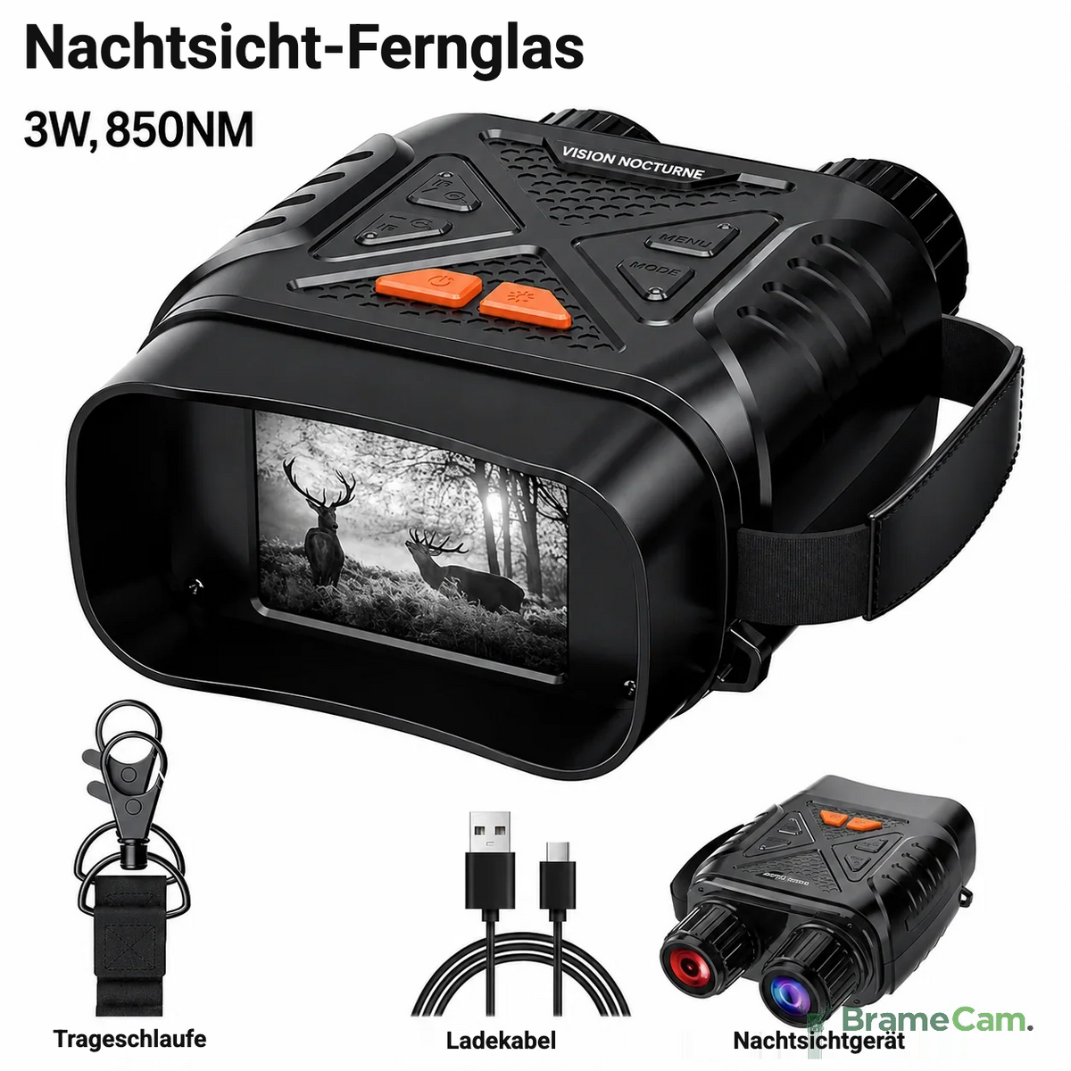 Lieferumfang des BrameCam Nachtsicht-Fernglases