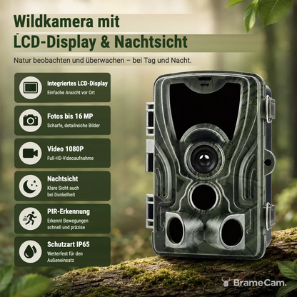 Infrarot-Nachtsicht mit 36 LEDs der BrameCam Wildkamera mit LCD-Display